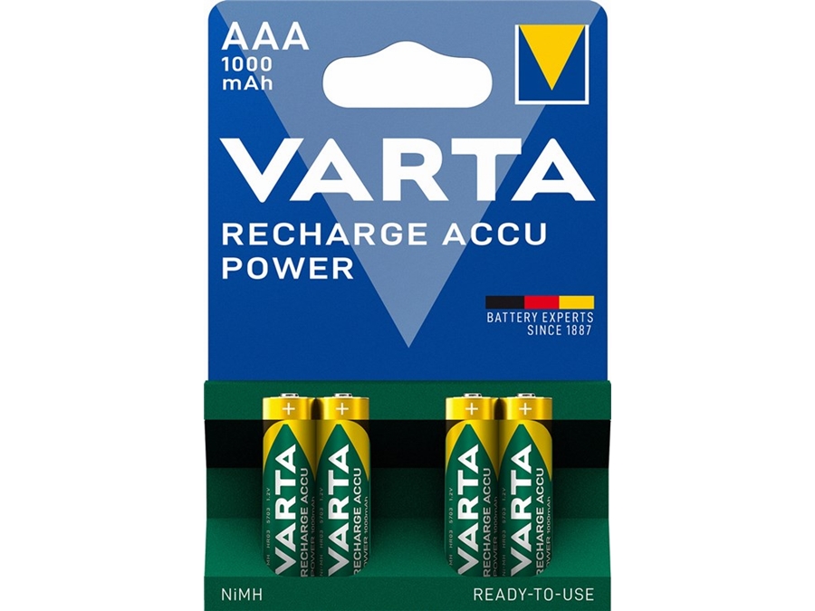 NiMH AAA/HR03 batteri - 1,2V / 1000mAh, ReadyToUse (4 stk.)