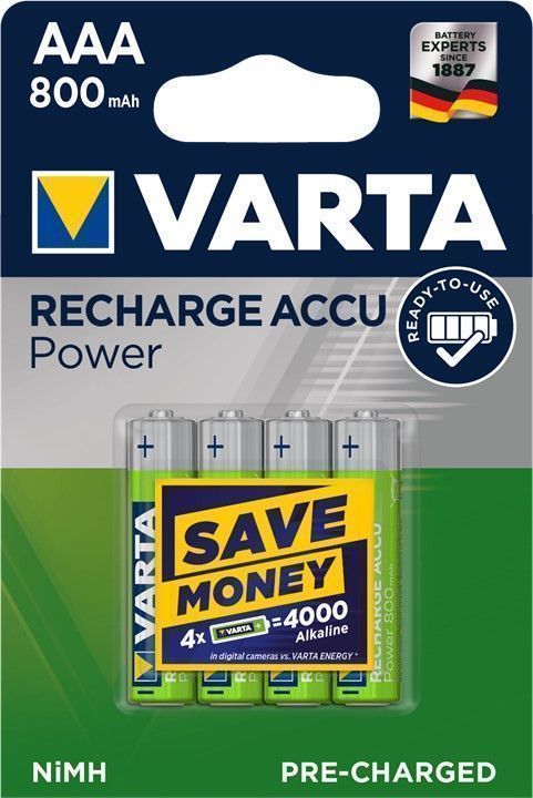 NiMH AAA/HR03 batteri - 1,2V / 800mAh, ReadyToUse (4 stk.)