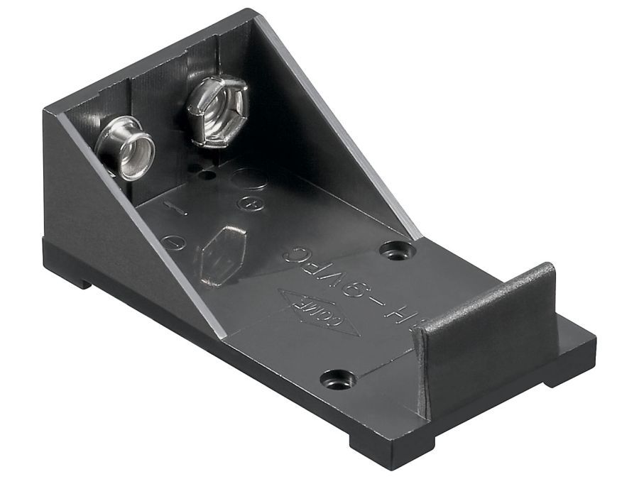 Batteriholder til 1x9V E-blok bat. åben (m. loddeflige)