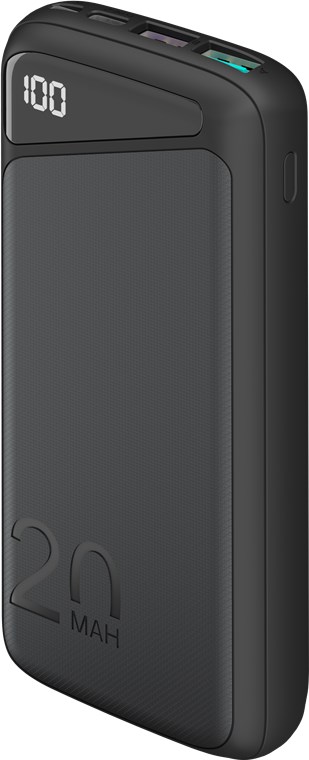 Powerbank m. LED display - USB-C PD, QC, 5V 5A, 20.000mAh