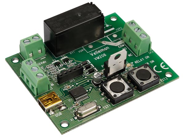 Universal timer-relæmodul m. USB - 8A/250V (færdigsamlet)