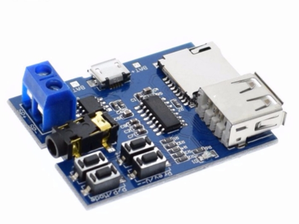 MP3 afspillermodul, 2W mono forstærker, micro SD port