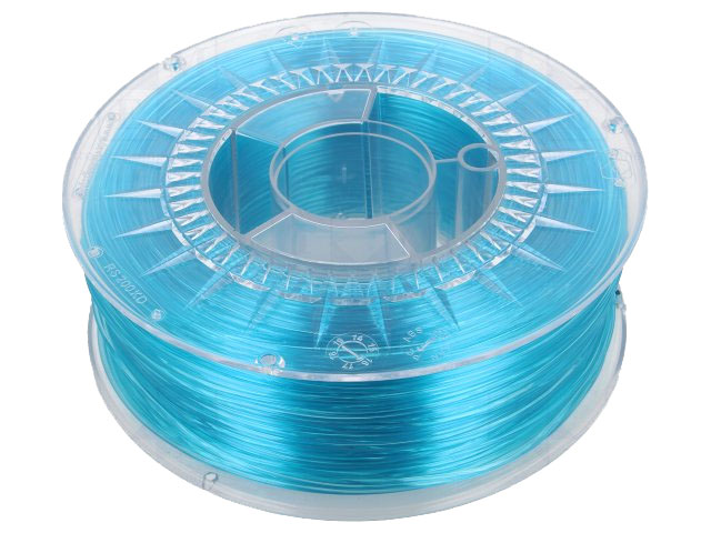 PETG filament - Ø1,75mm, Blå transparent, 1kg