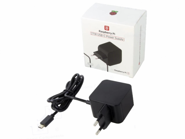 Raspberry Pi 5 USB-C PD strømforsyning - 27W, Sort