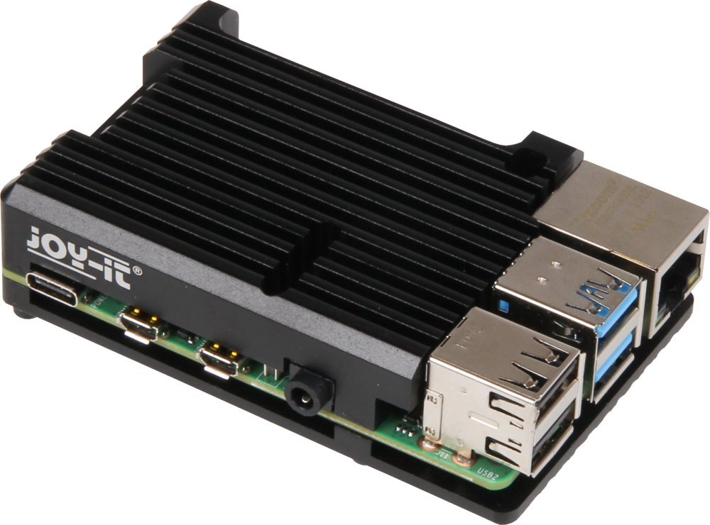 Køleprofil-kabinet til Raspberry Pi 4 - Sort alu. (2 dele)