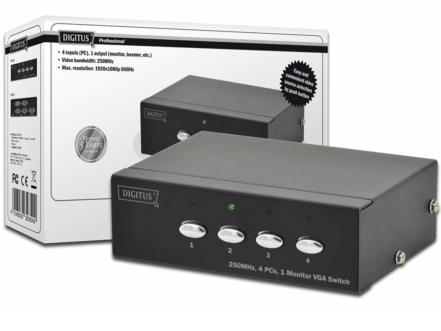 Digitus - VGA video switch 4 ind 1 ud