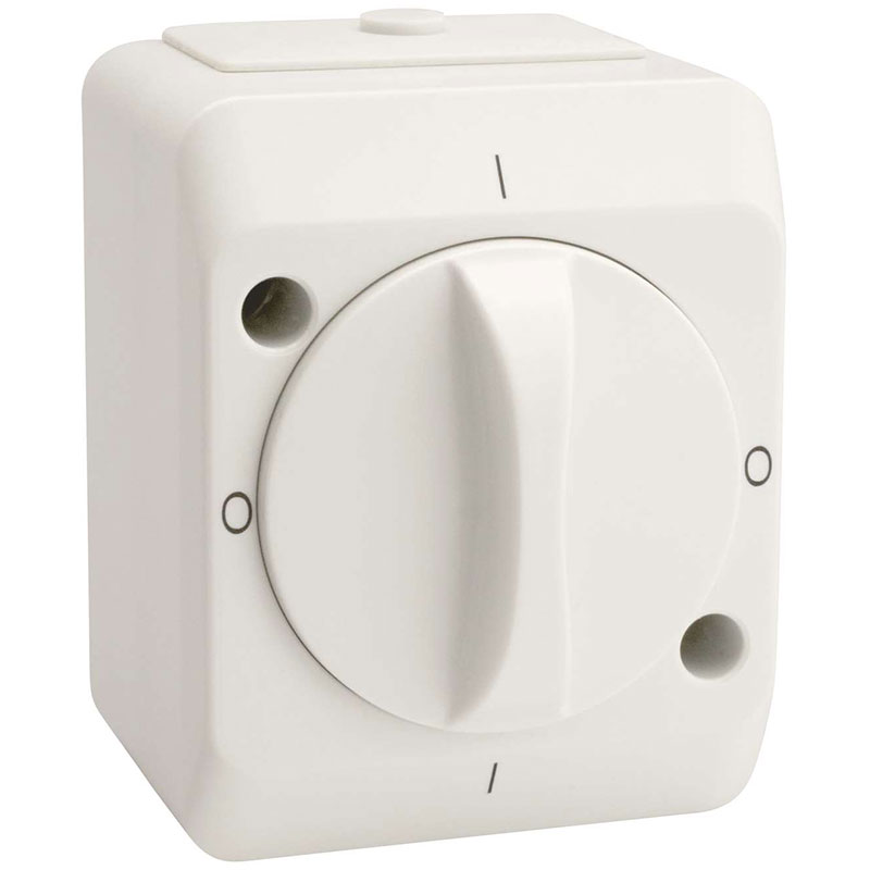 Kapslet drejeafbryder IP44 - hvid