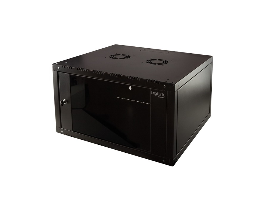 19" væg-rackskab - 6U B600xD560mm (Single) Sort