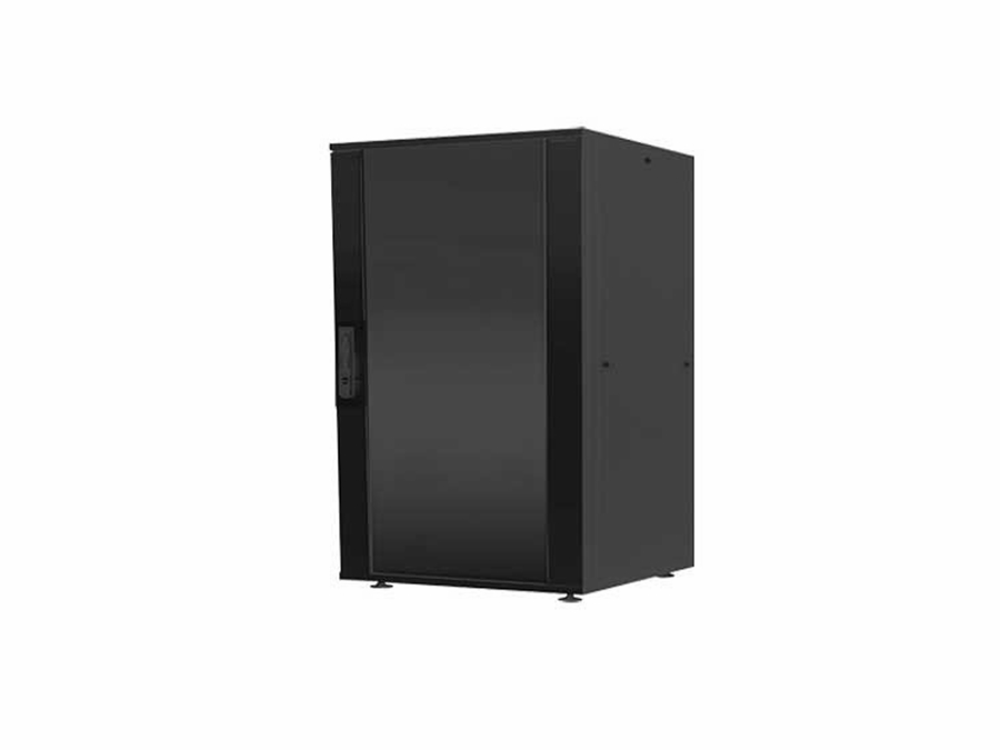 19" netværk rackskab - 16U B600xD600mm, glaslåge, Sort (ECO)