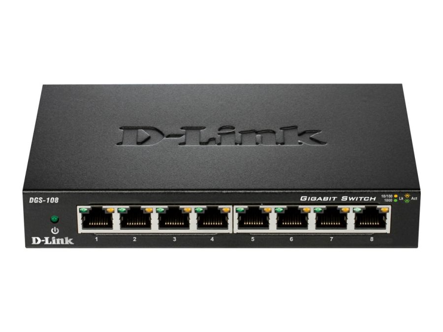 Gigabit Ethernet switch - 8 porte, 1000Mbps, Metal (skærmet)