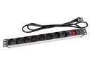 PDU stikdåse til 19" rack - 8 x Pin-jord, m. afbryder