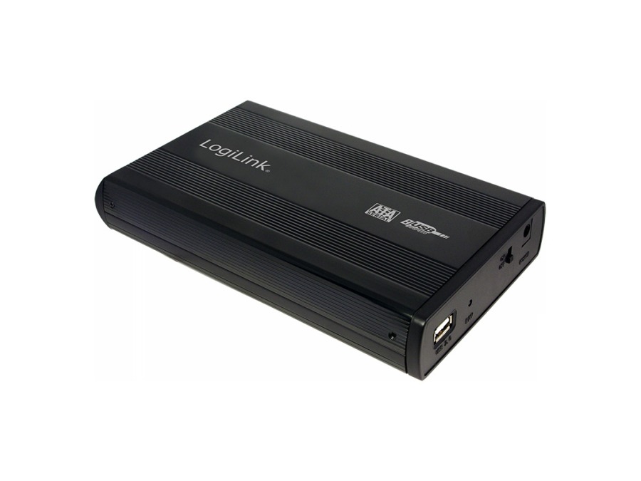 Ekstern 3,5" HDD kabinet - USB 2.0 / SATA, Sort alu.