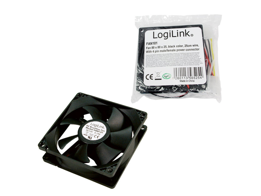 FAN103, kabinet køler, 80mm, sort