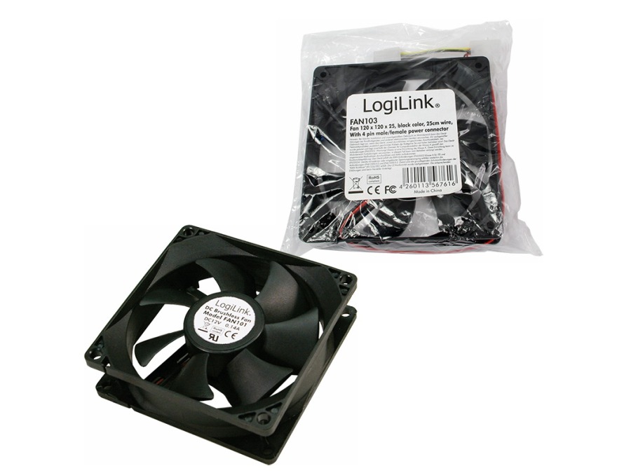 FAN103, kabinet køler, 120mm, sort