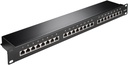 19" Patch panel - 1U, 24 x RJ45 CAT6 skærmet, Sort