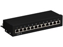 Patch panel - 12 x RJ45 CAT6 skærmet, Sort