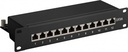 10" CAT6a Patch Panel - 12 x RJ45 skærmet, Sort