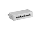 Patch panel - 8 x RJ45 CAT6 skærmet, Grå