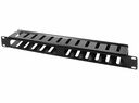 19" 1U kabel management panel, front, Sort