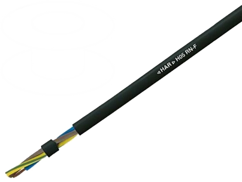 Gummikabel - H05RN-F, 4x0,75mm² Ø8,8mm, Sort (metervare)
