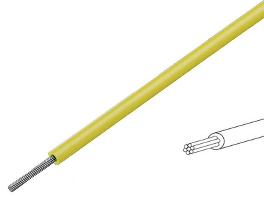 Silikoneledning - 0,5mm² trådet, 180°C Gul (metervare)