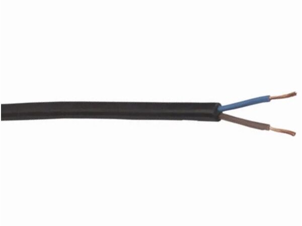 Gummikabel - H05RR-F, 2x2,5mm² Ø10,4mm, Sort (metervare)
