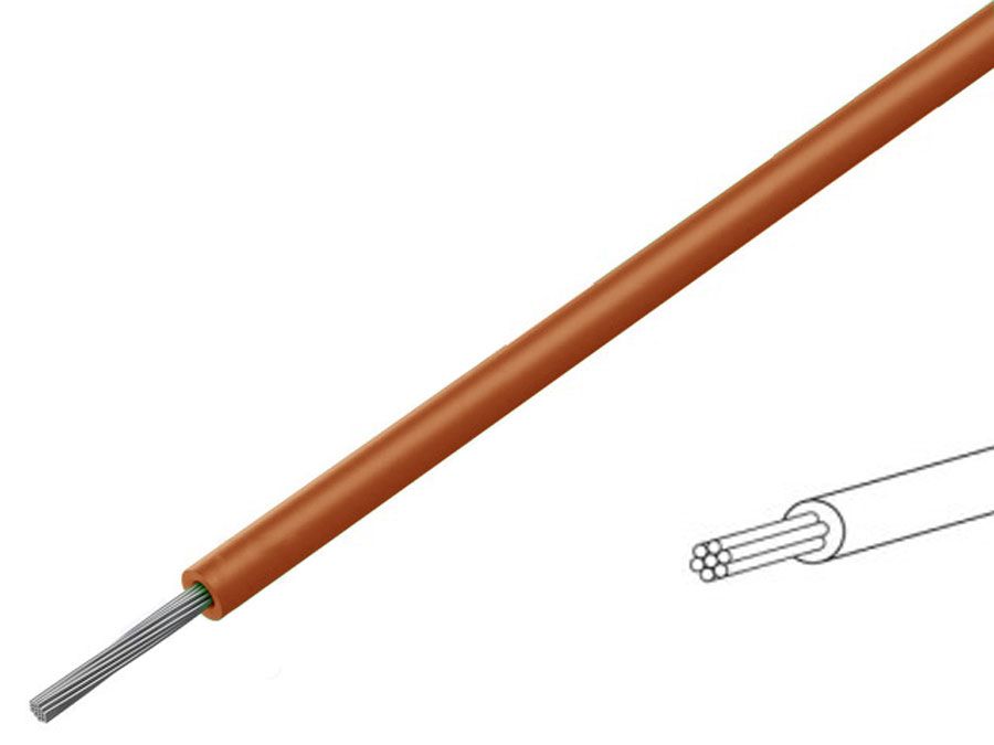 Silikoneledning - 0,5mm² trådet, 180°C Brun (metervare)