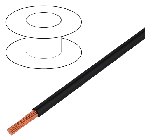 Silikoneledning - 2,5mm² højflexibel, Sort (metervare)