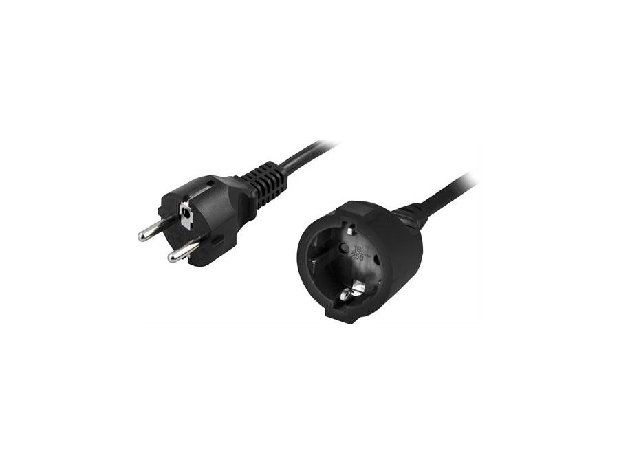 Forlængerledning - CEE7/7 til CEE7/3, 3G1.5mm², Sort (3m)