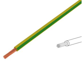 Monteringsledning - H07V-K, 1,5mm², CU, Grøn/gul (metervare)
