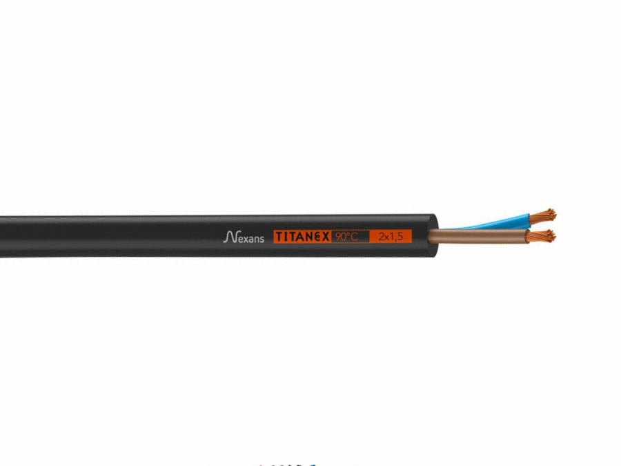 Gummikabel - H07RN-F, 2x1,5mm² Ø10mm, Sort (metervare)
