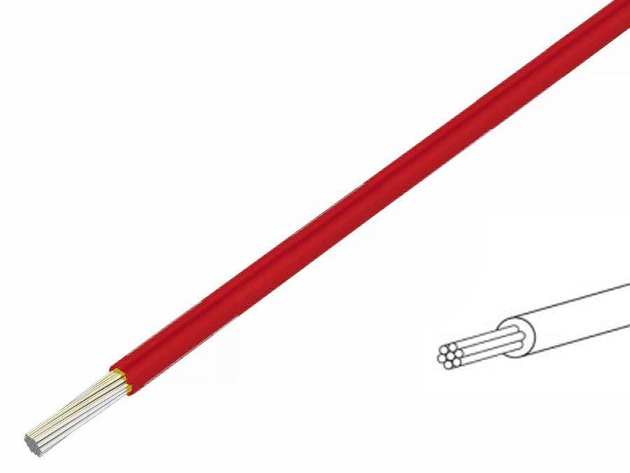 Silikoneledning - 1,5mm² trådet, 180°C Rød (metervare)