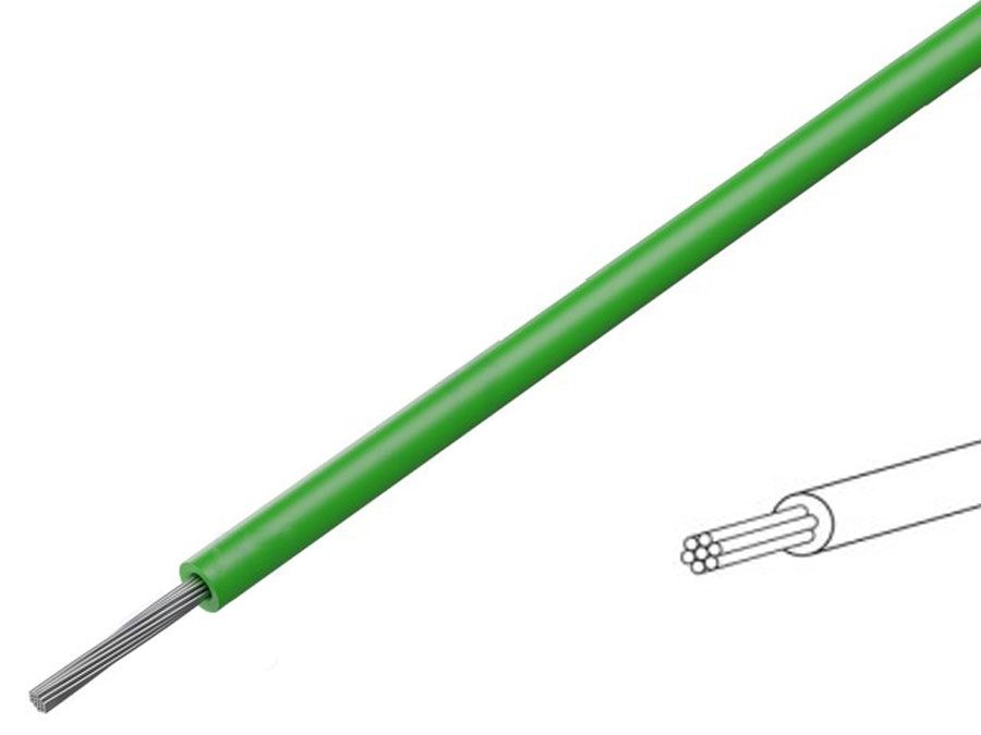Silikoneledning - 0,25mm² trådet, 180°C Grøn (metervare)
