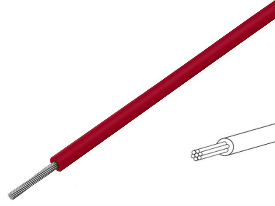 Silikoneledning - 0,25mm² trådet, 180°C Rød (metervare)