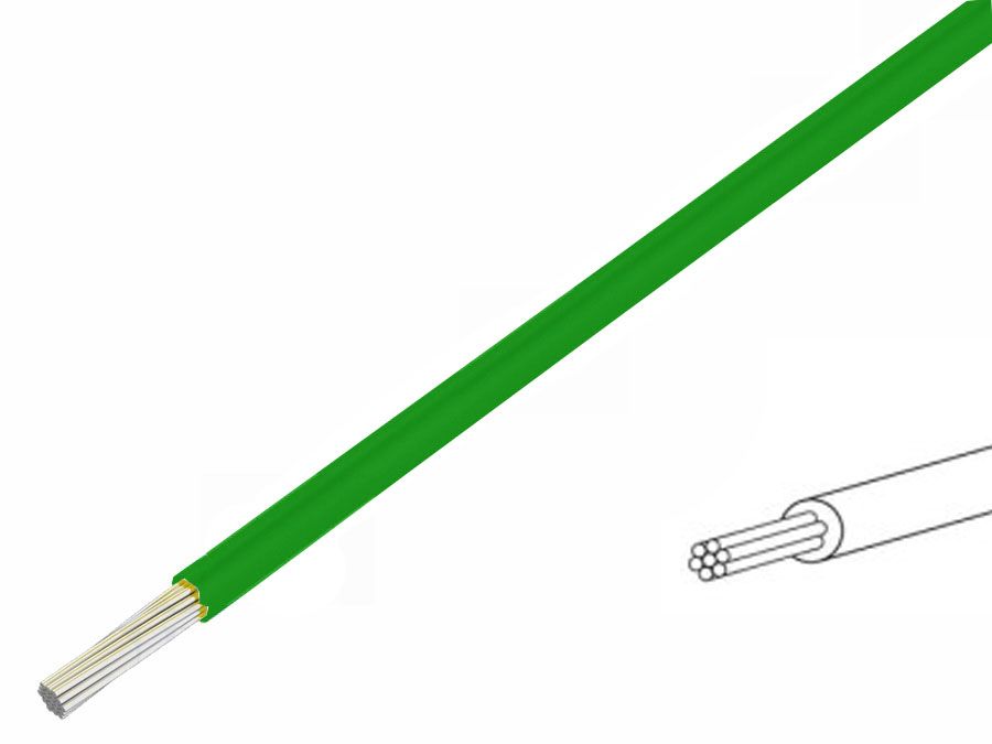 Silikoneledning - 0,75mm² trådet, 180°C Grøn (metervare)