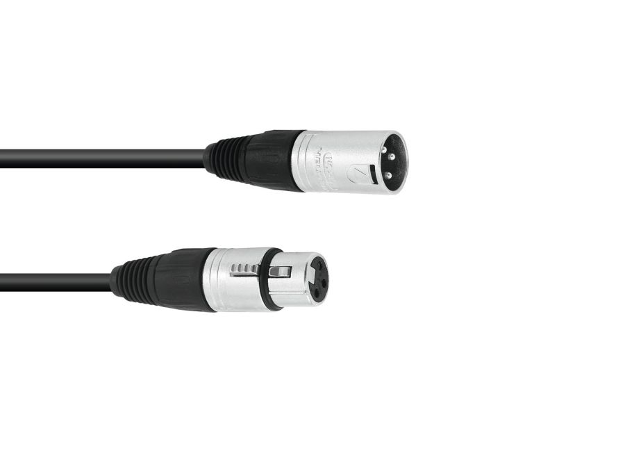 Prof. mikrofonkabel - 3 pol XLR han/hun, Neutrik (0,5m)