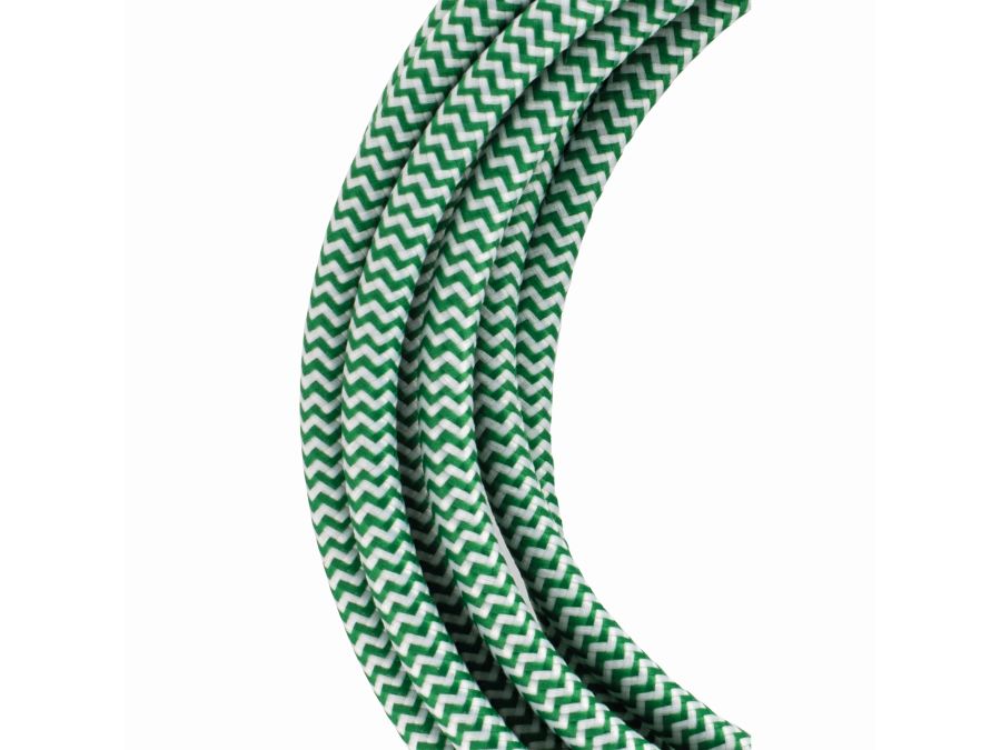 Stofledning - 2 x 0,75mm², GRØN/HVID (3m)