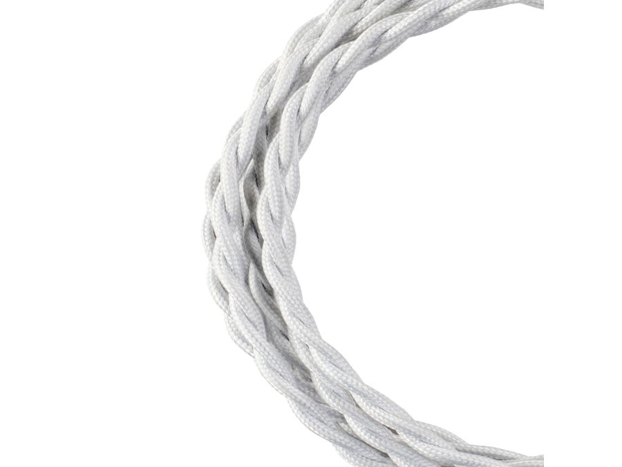 Stofledning - 2x0,75mm², Snoet, HVID (3m)
