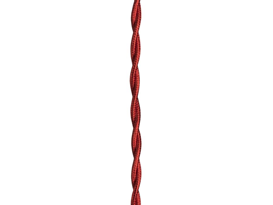 Stofledning - 2x0,75mm², Snoet, Metallisk RØD (3m)