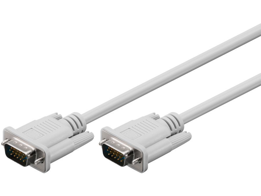 VGA monitorkabel - 2 x VGA han, Lys Grå (5m)