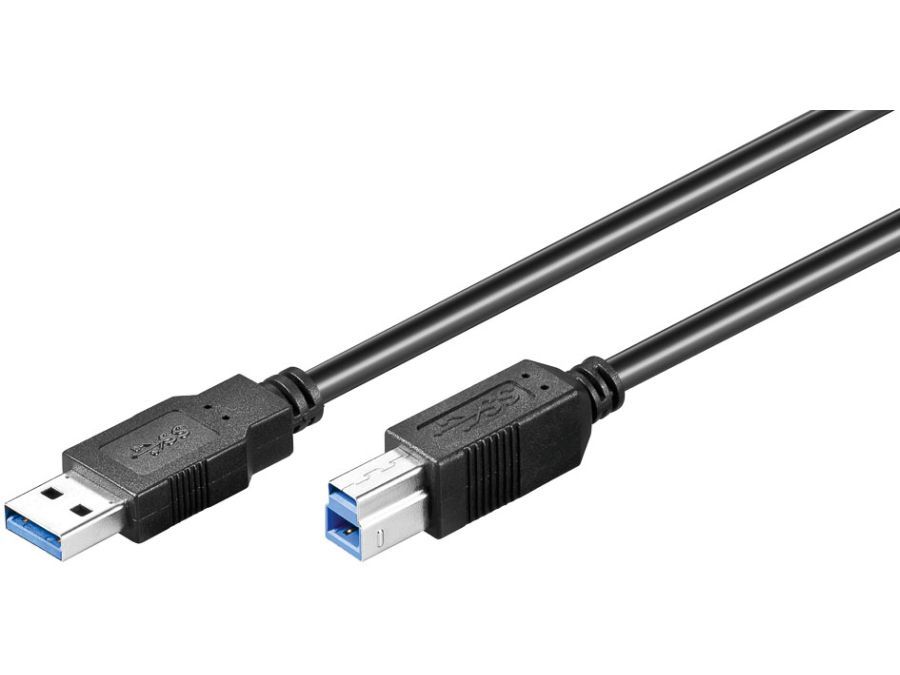 USB 3.0 kabel - A han til B han, Sort (1m)