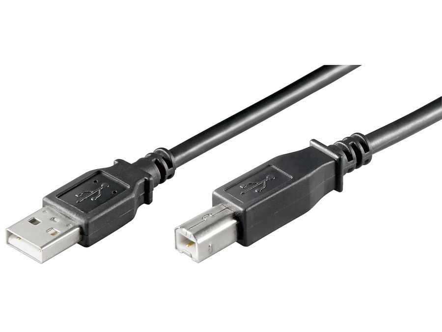 USB 2.0 kabel - A han til B han, Sort, LC (5m)
