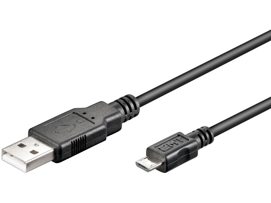 USB 2.0 kabel - A han til Micro B han, Sort (30cm)