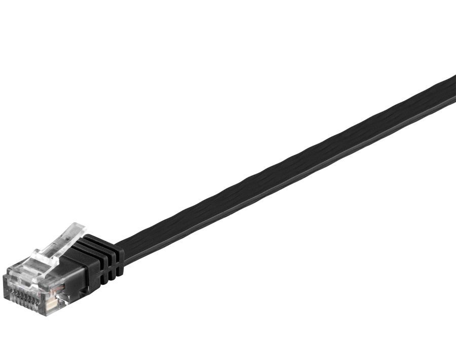 UTP netværkskabel, FLAD - 2xRJ45, CAT6, Sort (3m)