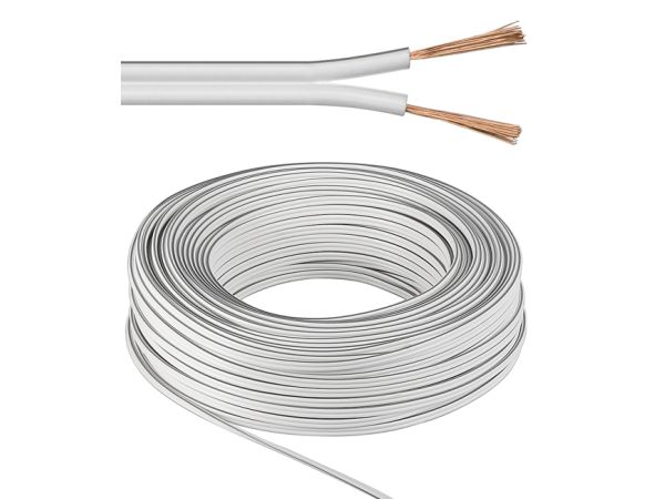 Højttalerledning - 2x0,75mm² CCA, hvid (50m)