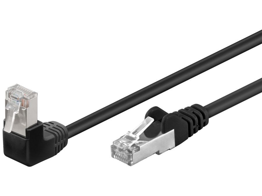 FTP netværkskabel - 2xRJ45, 1x90° CAT5e, Sort (5m)