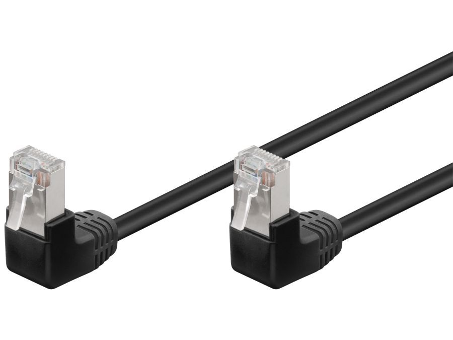 FTP netværkskabel - 2xRJ45, 2x90° CAT5e, Sort (10m)