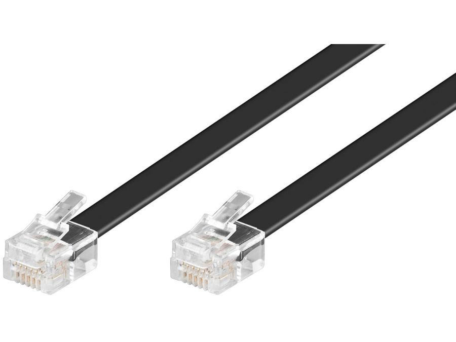 Telefonledning - 2 x RJ12(6P6C) han, Sort (10m)