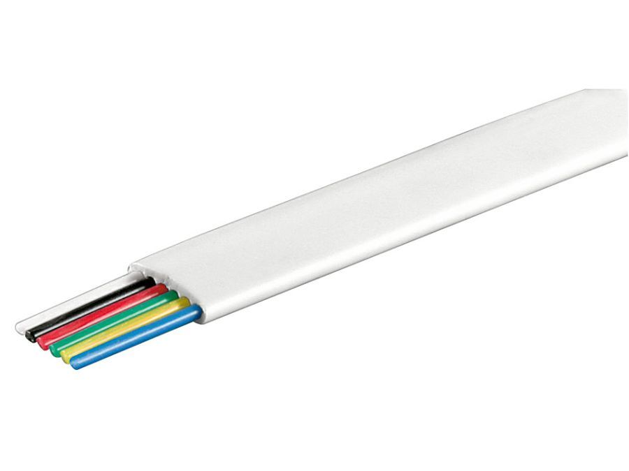Telefonledning - 6 x 0,08mm² FK4 CCA trådet, Hvid (100m)