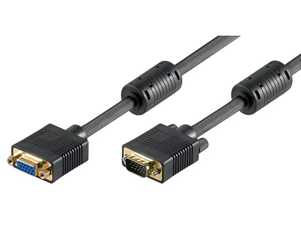 Monitorforlængerkabel - Full HD SVGA, han/hun, Sort (3m)